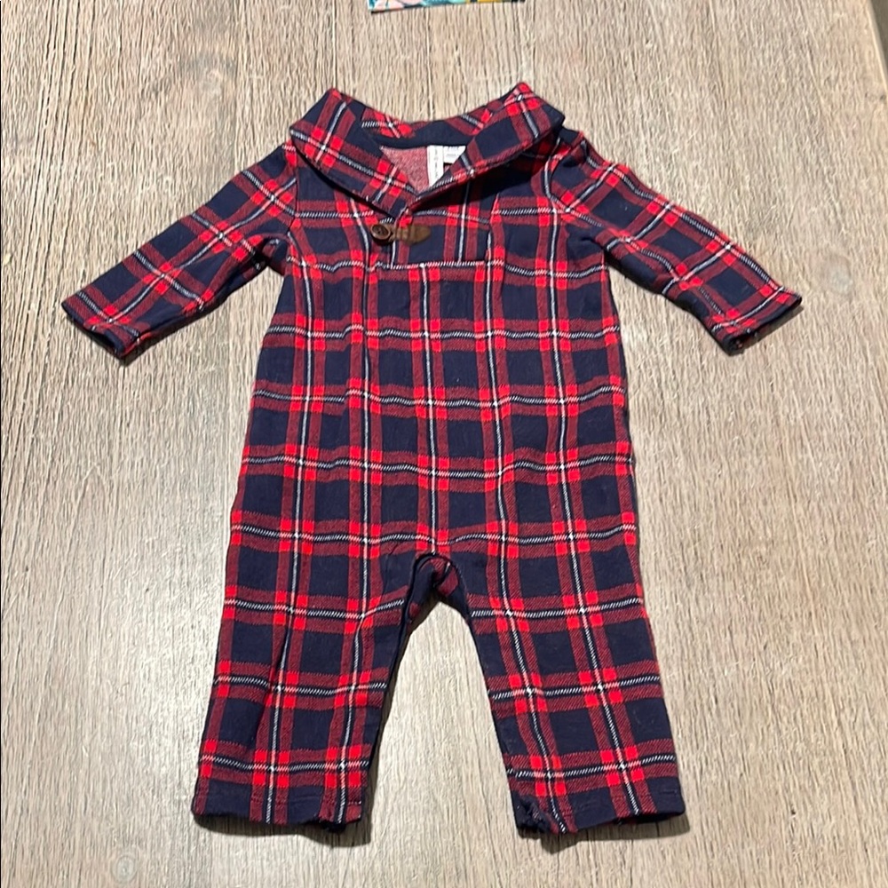 Janie‎ and Jack Red and Navy Plaid Tartan Outfit 3-6m